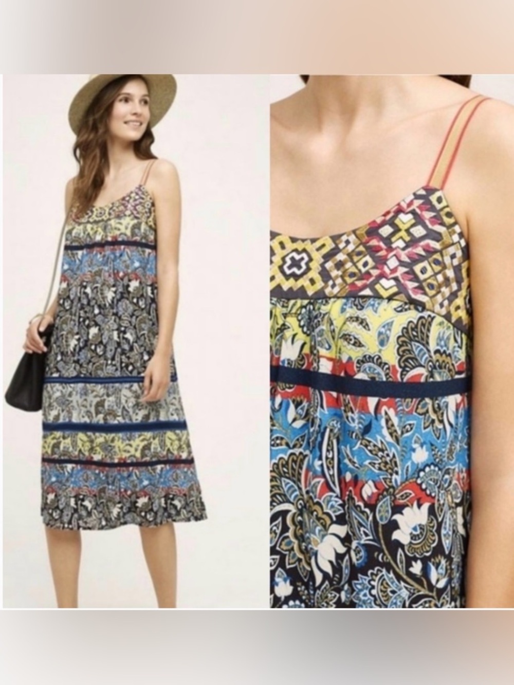 Anthropologie One September Cosima Embroidered Bodice Midi Dress Sz Small - Picture 2 of 12